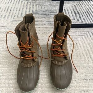 Brown Duck Boots with Orange Laces